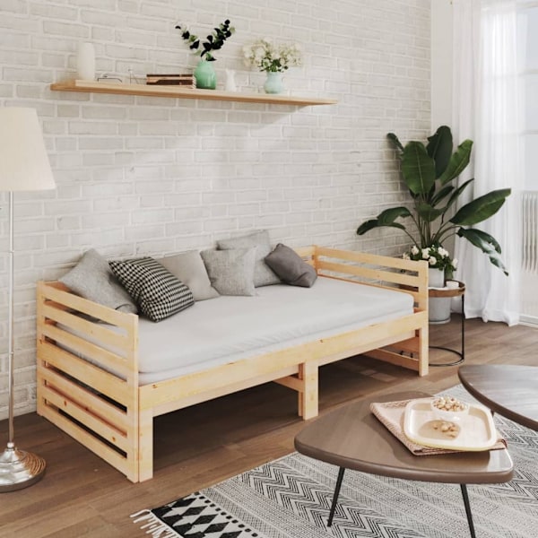vidaXL Dagbädd utdragbar 2x(90x200) cm massiv furu Vit