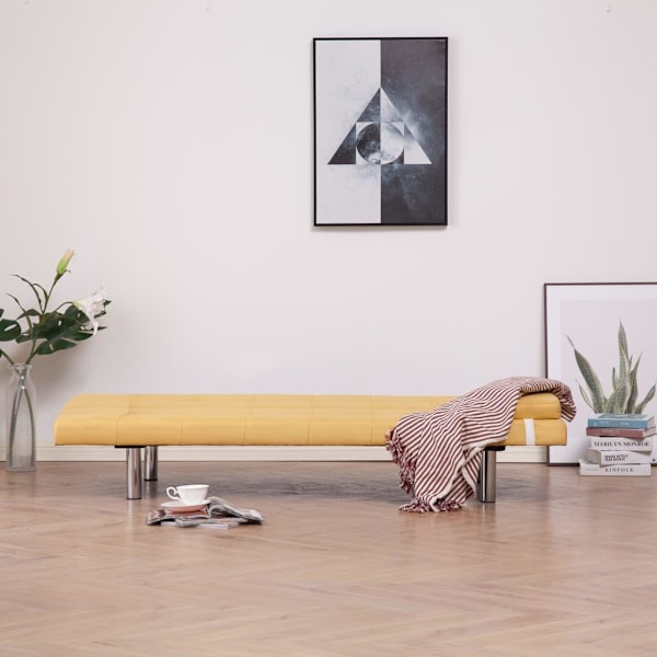 vidaXL Bäddsoffa med två kuddar gul polyester Gul