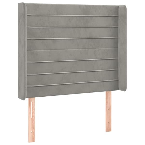 vidaXL Ramsäng med madrass & LED ljusgrå 80x200 cm sammet Grå