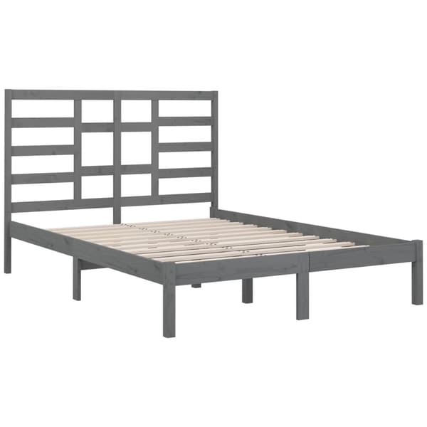 vidaXL Sängram grå massivt trä 135x190 cm Grå