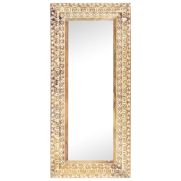 vidaXL Handsnidad spegel 110x50x2,6 cm massivt mangoträ Brun