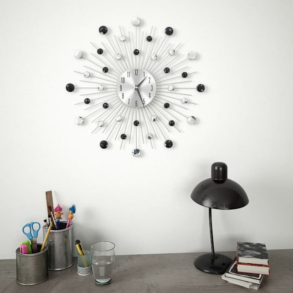 vidaXL Väggklocka med Quartz-urverk 50 cm modern design Silver