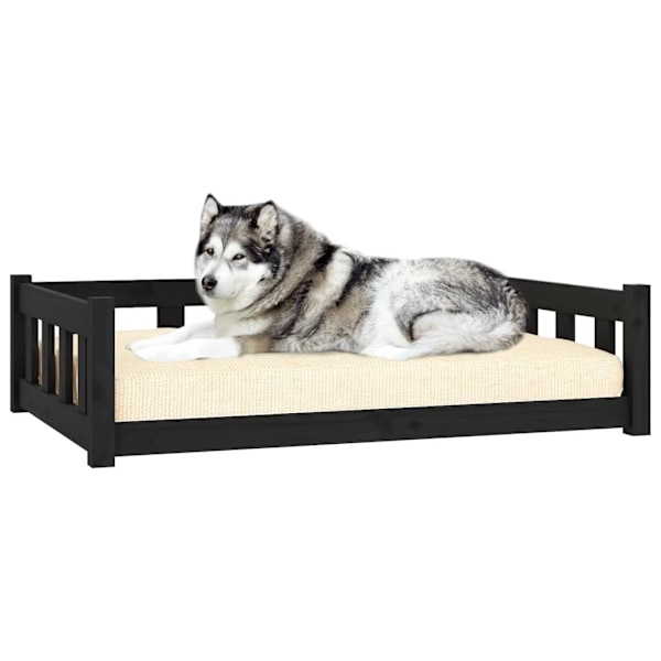 vidaXL Hundbädd svart 105,5x75,5x28 massiv furu Svart
