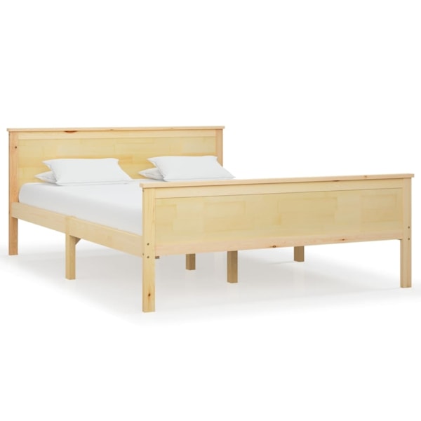 vidaXL Sängram massiv furu 160x200 cm Brun