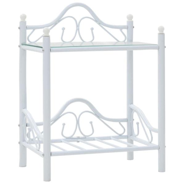 vidaXL Sängbord 2 st stål och härdat glas 45x30,5x60 cm vit Vit