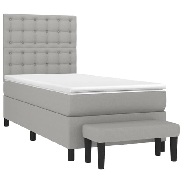 vidaXL Ramsäng med madrass ljusgrå 90x190 cm tyg Grå