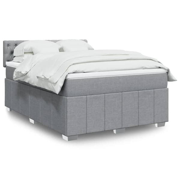 vidaXL Ramsäng med madrass ljusgrå 140x190 cm tyg Grå