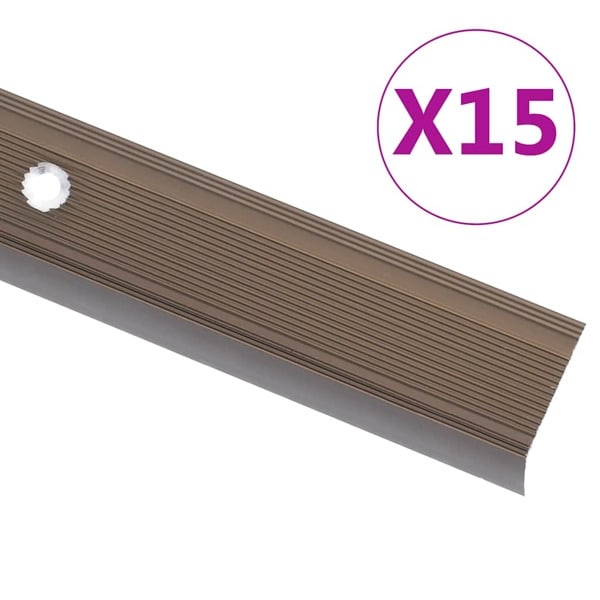 vidaXL Trappnosar i L-form 15 st aluminium 90 cm brun Brun