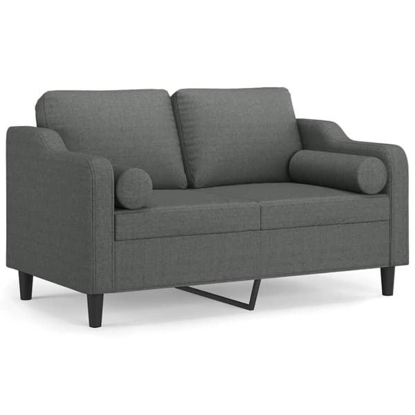 vidaXL 2-sits soffa med prydnadskuddar mörkgrå 120 cm tyg Grå