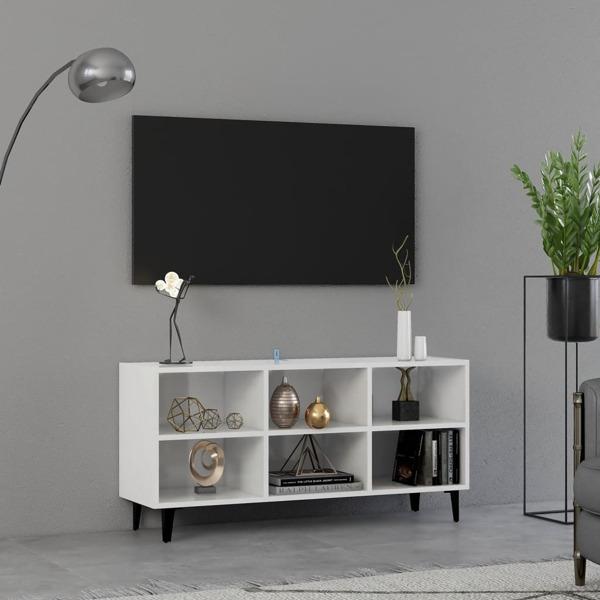vidaXL TV-bänk med metallben vit högglans 103,5x30x50 cm Vit