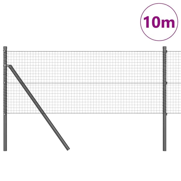 vidaXL Utomhus Svetsat Trådstängsel Markfäste 10 x 0,8 m Grå Mesh Grå