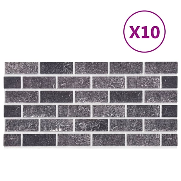 vidaXL Väggpaneler 3D svart & grå tegeldesign 10 st EPS Svart