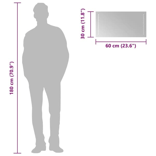 vidaXL Badrumsspegel LED 60x30 cm Transparent