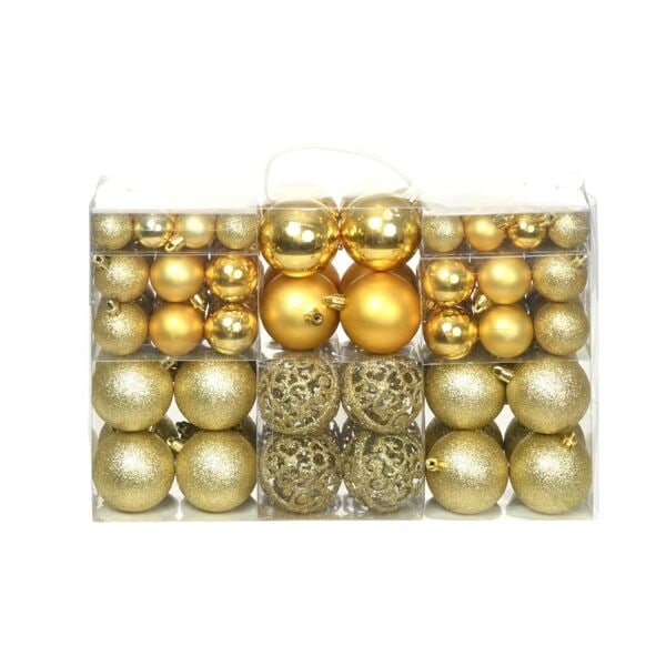 vidaXL Julgranskulor 100 delar set 3/4/6 cm guld Guld
