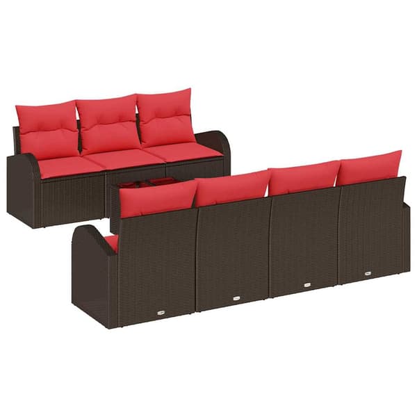 vidaXL Soffset 8 st 7-Antal sittplatser Brun och Röd Polyester Brun