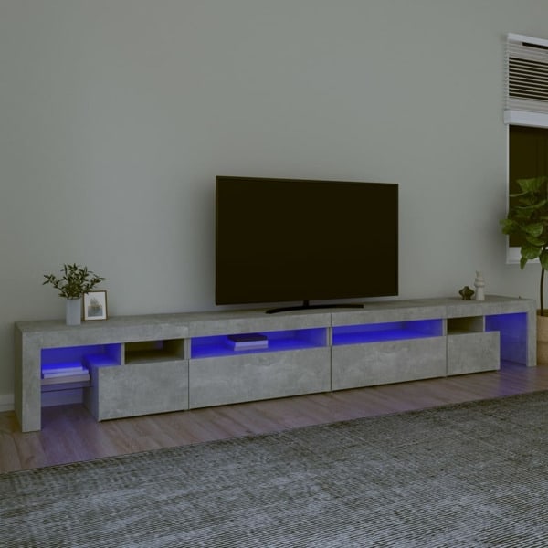 vidaXL Tv-bänk med LED-belysning betonggrå 290x36,5x40 cm Grå