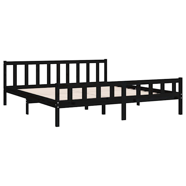vidaXL Sängram svart massivt trä 200x200 cm Svart