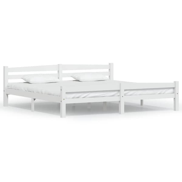 vidaXL Sängram vit massiv furu 200x200 cm Vit