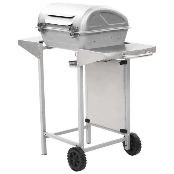 vidaXL Gasolgrill med 2 grillzoner rostfritt stål silver Silver