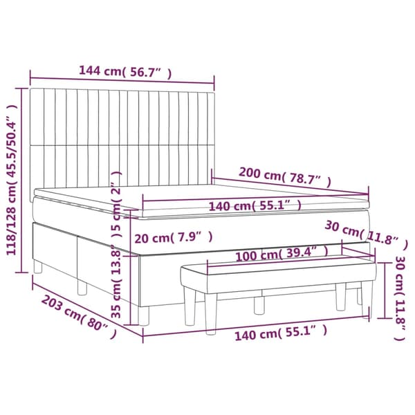 vidaXL Ramsäng med madrass blå 140x200 cm tyg Blå
