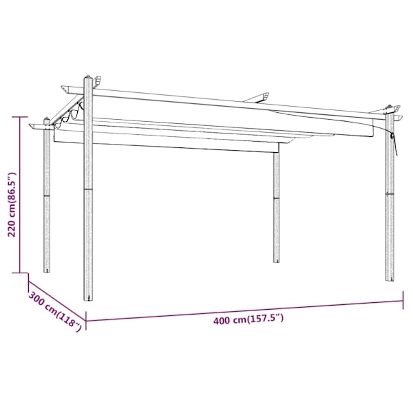 vidaXL Paviljong med infällbart tak 4x3 m taupe Taupe