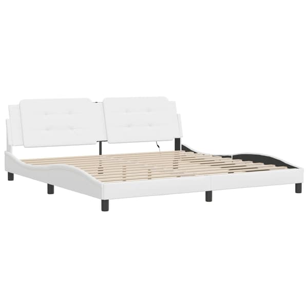 vidaXL Sängram med LED-belysning vit 200x200 cm konstläder Vit