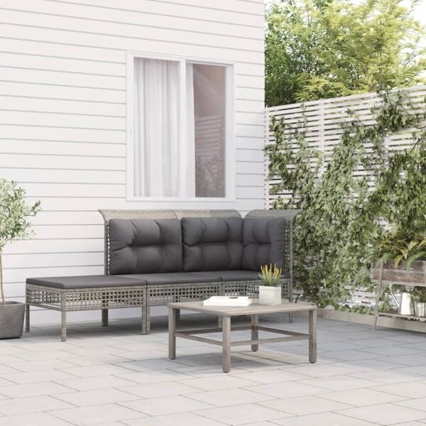 vidaXL Loungegrupp med dynor 3 delar konstrottning grå Grå
