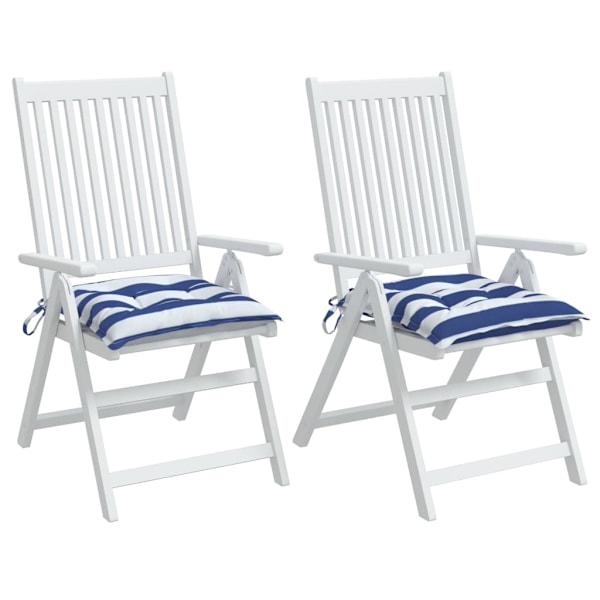 vidaXL Stolsdynor 2 st blå&vit randig 50x50x7 cm oxfordtyg Flerfärgsdesign