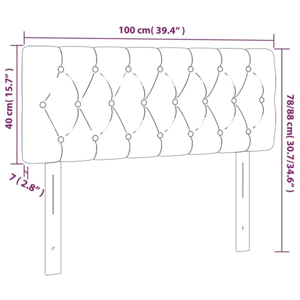 vidaXL Sänggavel LED mörkgrå 100x7x78/88 cm sammet Grå