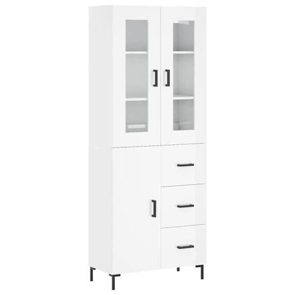 vidaXL Högskåp högglans vit 69,5x34x180 cm konstruerat trä Vit