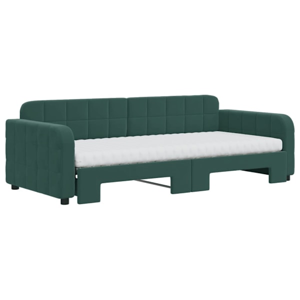 vidaXL Dagbädd utdragbar med madrasser mörkgrön 90x200 cm sammet Grön