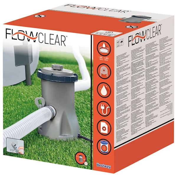 Bestway Poolfilterpump  Flowclear 330 gal grå
