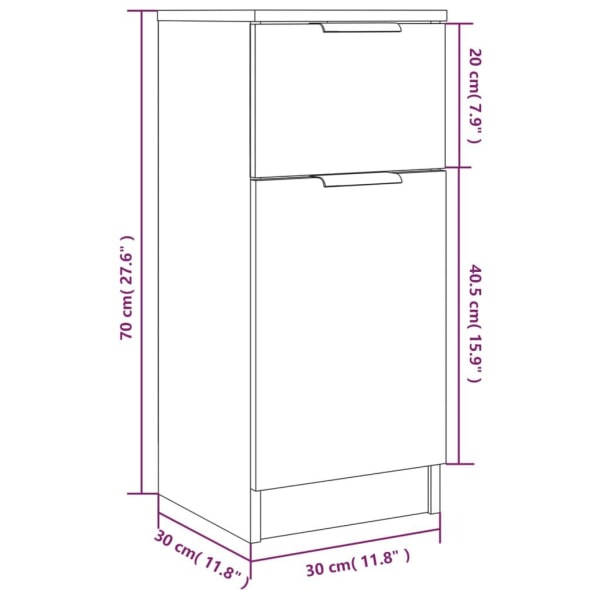 vidaXL Byrå betonggrå 30x30x70 cm konstruerat trä Grå