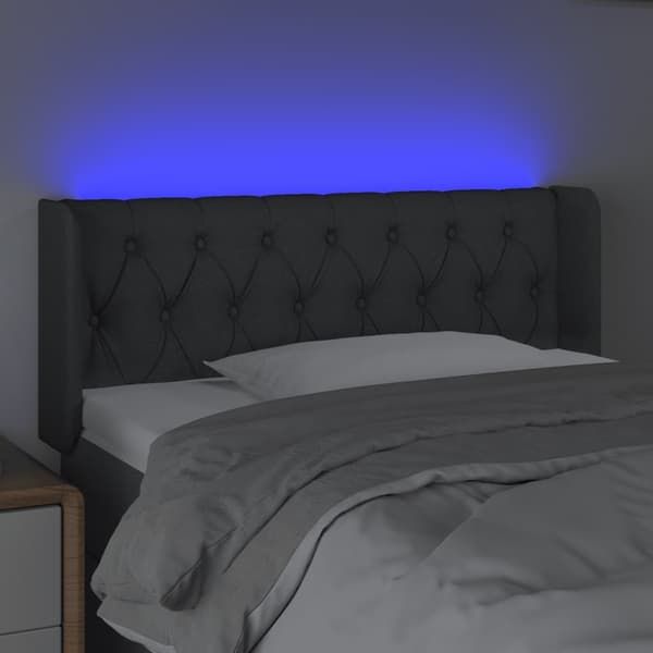 vidaXL Sänggavel LED mörkgrå 103x16x78/88 cm tyg Grå