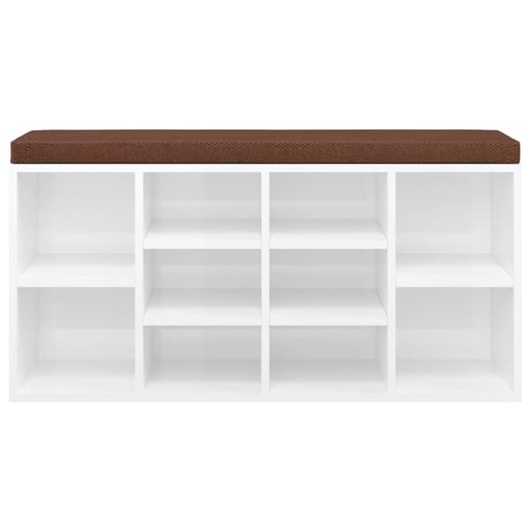 vidaXL Skobänk vit högglans 103x30x48 cm konstruerat trä Vit