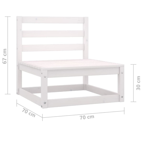 vidaXL Mittensektion till pallsoffa 2 st vit massiv furu Vit