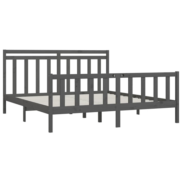 vidaXL Sängram grå massiv furu 200x200 cm Grå