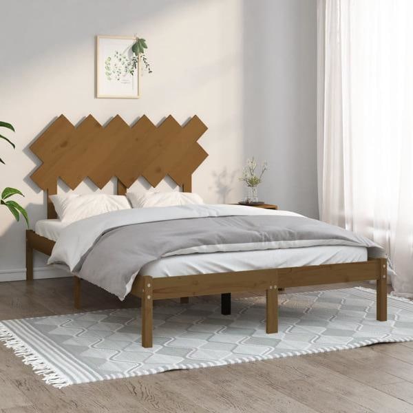 vidaXL Sängram honungsbrun 120x200 cm massivt trä Brun