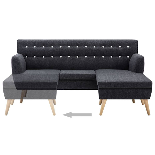 vidaXL Soffa L-formad tyg 171,5x138x81,5 cm mörkgrå grå