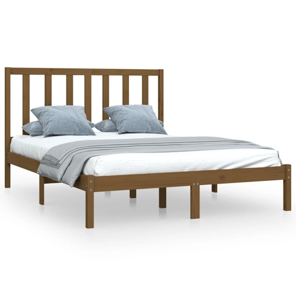 vidaXL Sängram honungsbrun massiv furu 120x200 cm Brun