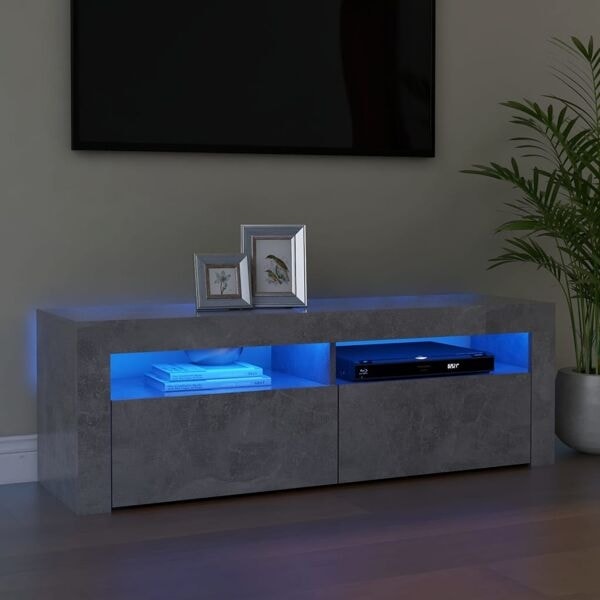vidaXL TV-bänk med LED-belysning betonggrå 120x35x40 cm grå