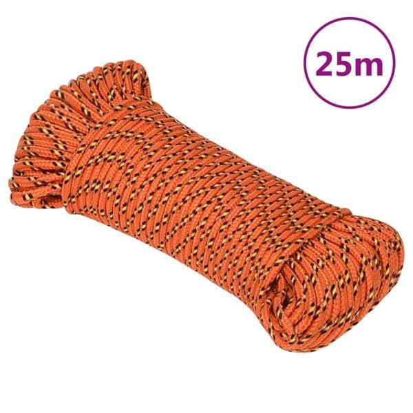 vidaXL Båtlina orange 3 mm 25 m polypropylen