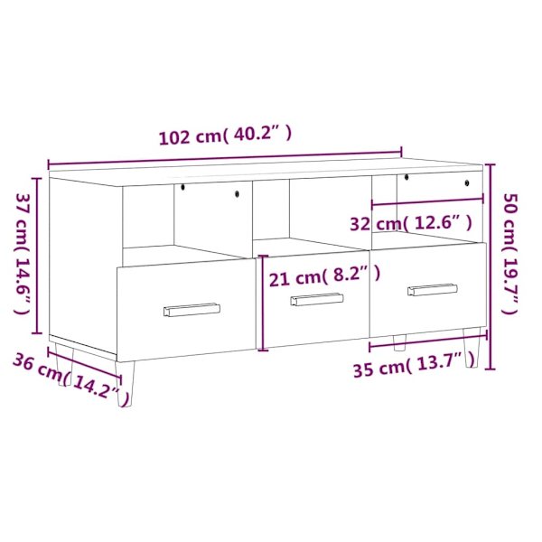 vidaXL Tv-bänk betonggrå 102x36x50 cm konstruerat trä Grå