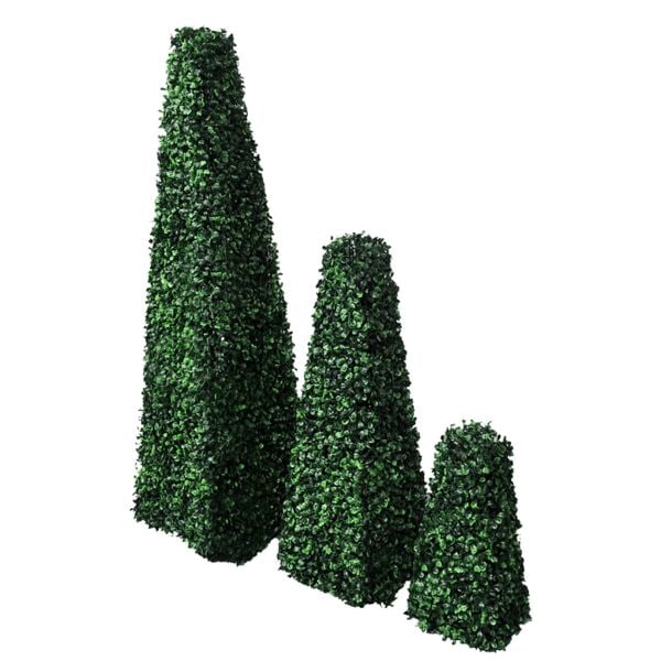 vidaXL Set med 3 konstgjorda buxbom pyramider Grön