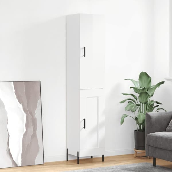 vidaXL Högskåp vit högglans 34,5x34x180 cm konstruerat trä Vit