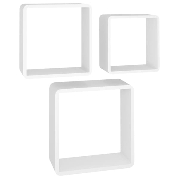 vidaXL Vägghyllor kub 3 st vit MDF Vit