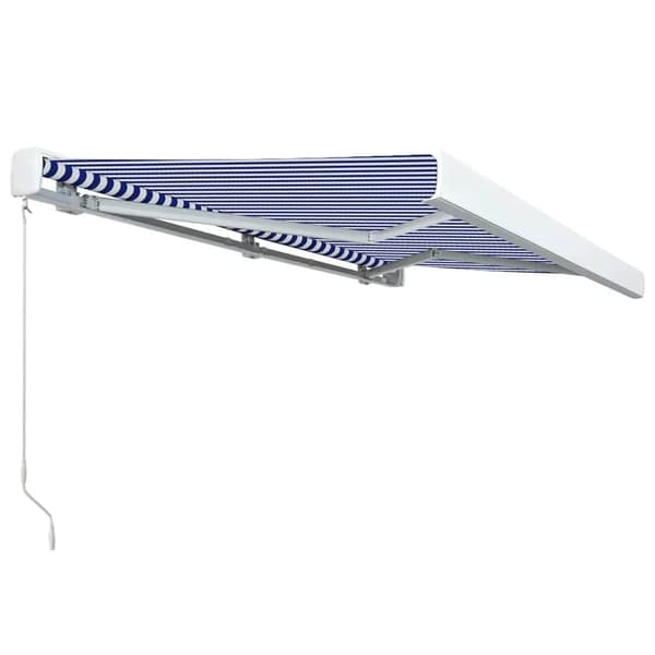 vidaXL Markis manuell 400x300 cm blå och vit Blå