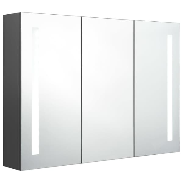 vidaXL Spegelskåp med LED 89x14x62 cm grå grå