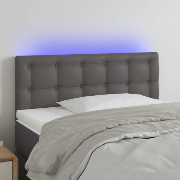 vidaXL Sänggavel LED grå 80x5x78/88 cm konstläder Grå