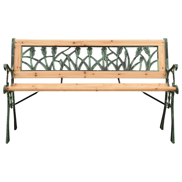 vidaXL Trädgårdsbänk 122 cm gjutjärn och massivt granträ Brun